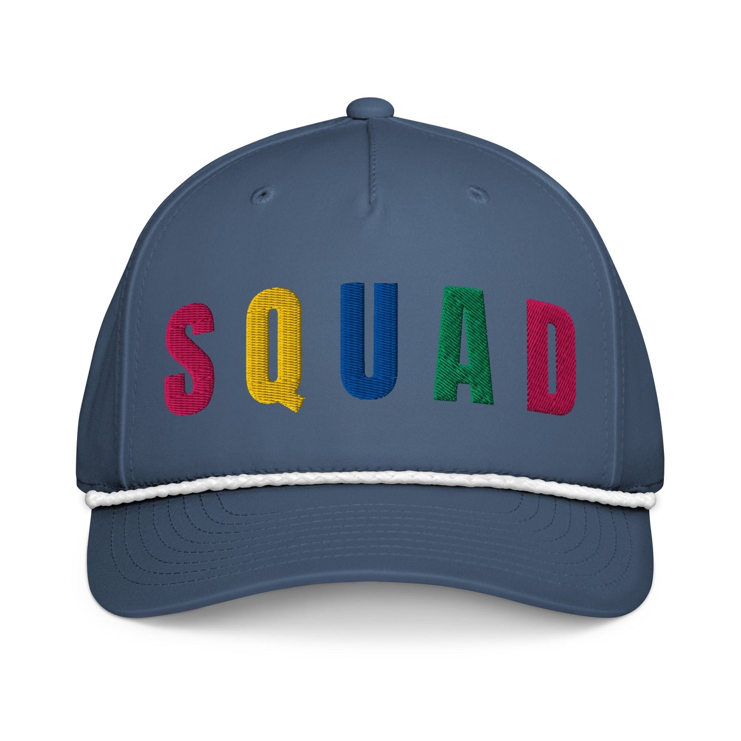 SQUAD Embroidered Golf Rope Hat for Women - Birdie Pop Collection - Light Blue/White - Club Rehab