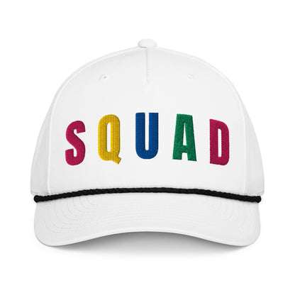 SQUAD Embroidered Golf Rope Hat for Women - Birdie Pop Collection - White/Black - Club Rehab