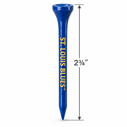 Blue St. Louis Blues golf tee with a 2¾-inch height measurement.
