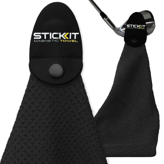 STICKIT Magnetic Golf Towel in Black