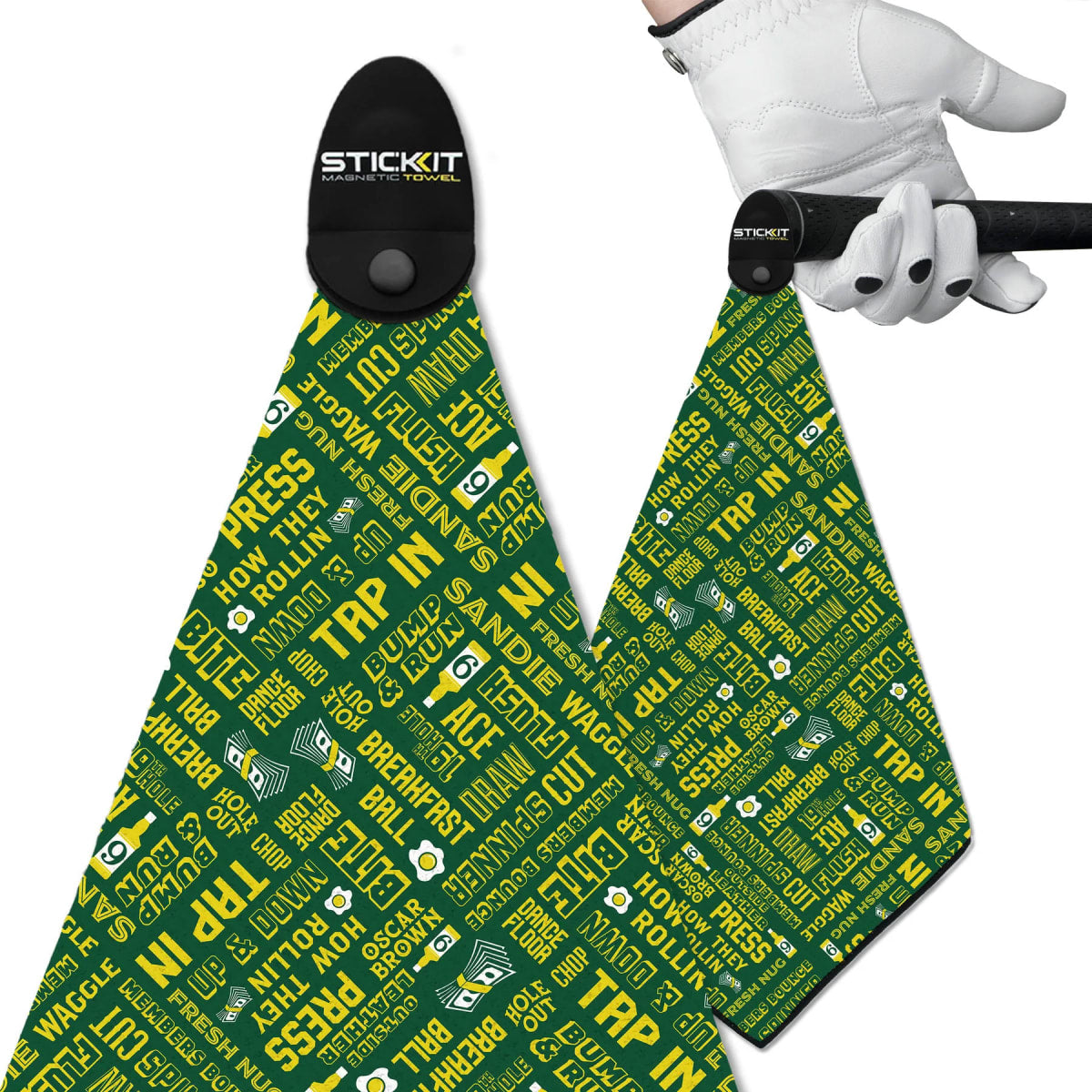 STICKIT Magnetic Mini Golf Towel in Augusta Word Scramble