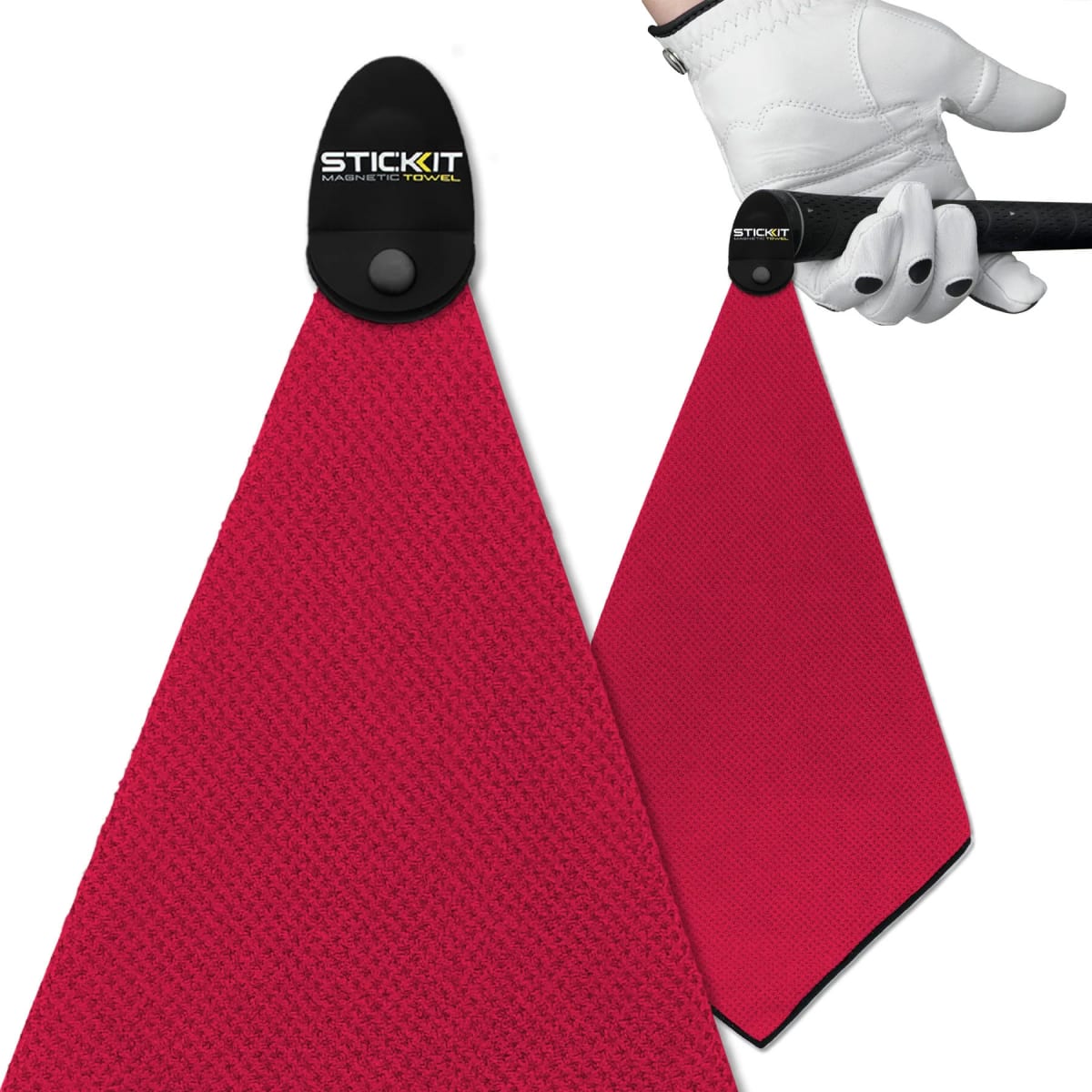 STICKIT Magnetic Mini Golf Towel in Red