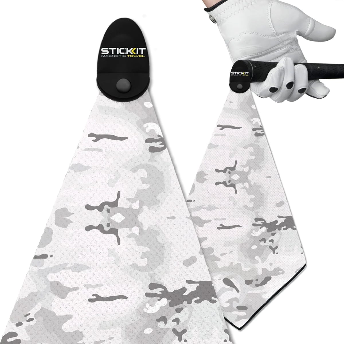 STICKIT Magnetic Mini Golf Towel in Snow Camo