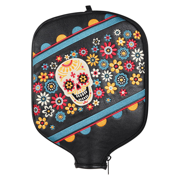 Sugar Skull Embroidered Pickleball Paddle Protector - Club Rehab