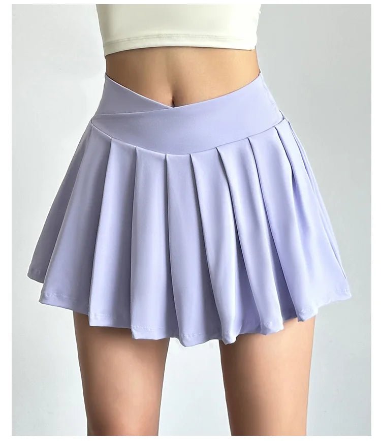 Summer Women Tennis Pleated Skirt With Inner Lining High Waist Double Layer Design Sport Sexy Fitness Yoga Dancing Shorts - DK01 coffee S - Club Rehab