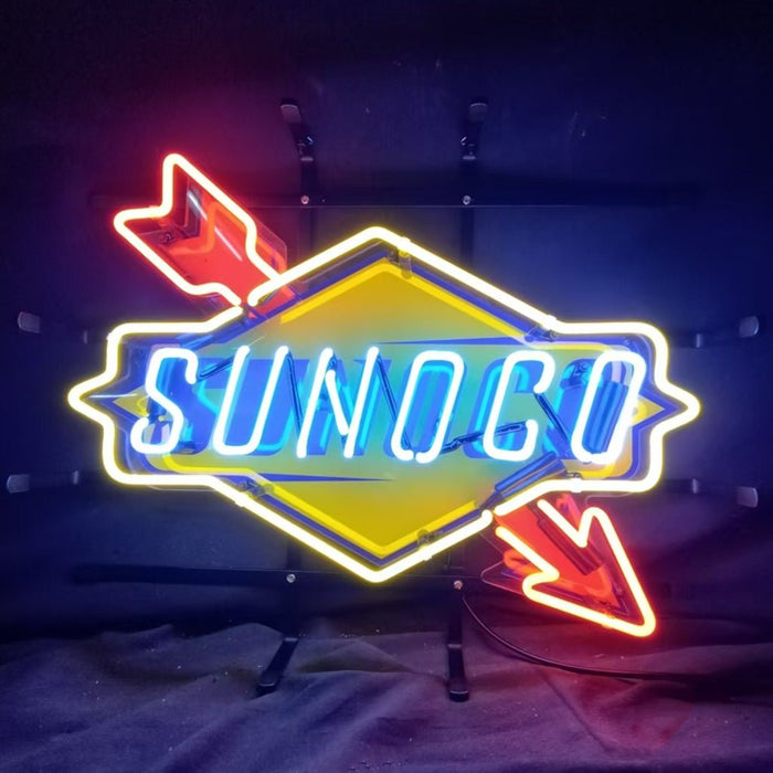 Sunoco Gasoline Company Logo Neon Sign Light - Club Rehab