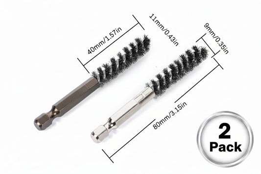 Golf club head brush with measurements and usage illustration on a white background