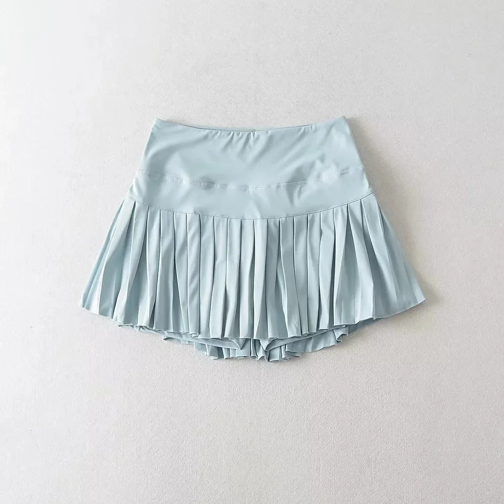 Swing Society High - Waisted Pleated Skort - Tee Box Teal L - Club Rehab