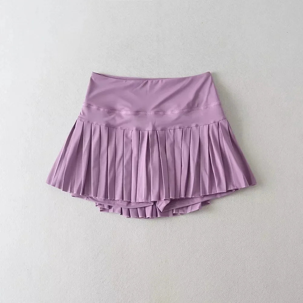Swing Society High - Waisted Pleated Skort - Violet Victory S - Club Rehab