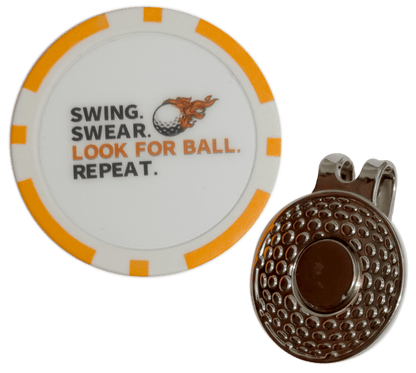 “Swing. Swear. Look for Ball. Repeat.” Golf Ball Marker Poker Chip - Club Rehab