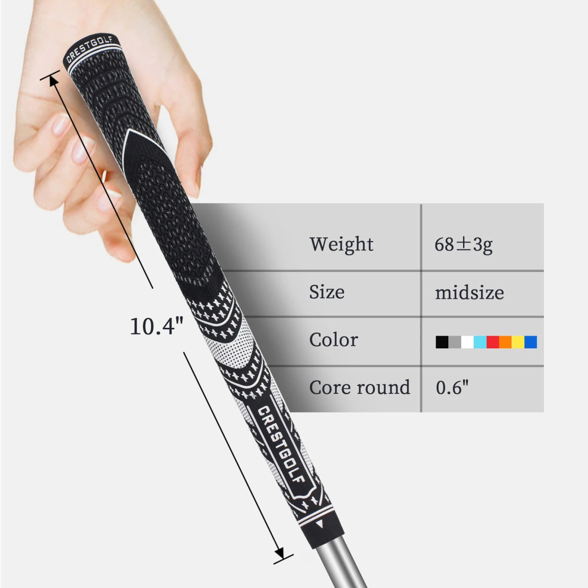 SwingSteady Midsize Golf Grips (10 Grips) - Color Splash Collection - Club Rehab - GripGraySwingSteady Midsize Golf Grips (10 Grips) - Color Splash Collection