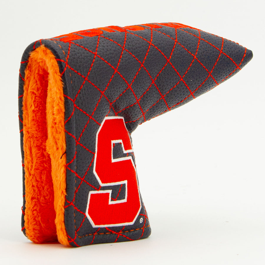Syracuse Orange solid quilted blade putter cover: original opening and lining detail