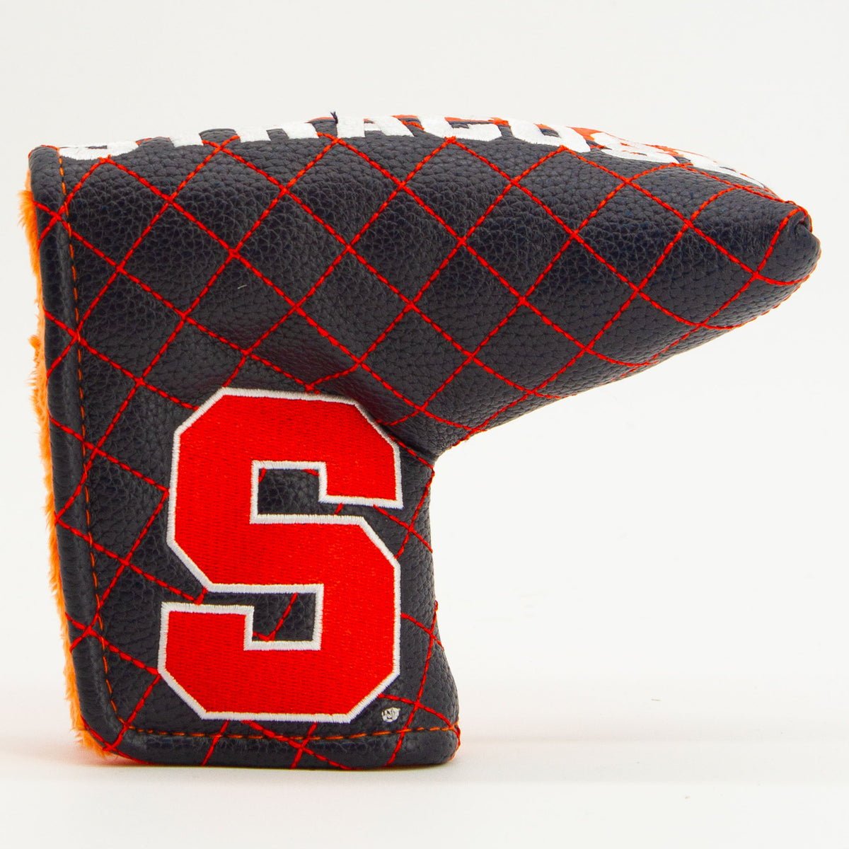 Syracuse Orange Split Quilted Blade Putter Cover, front view