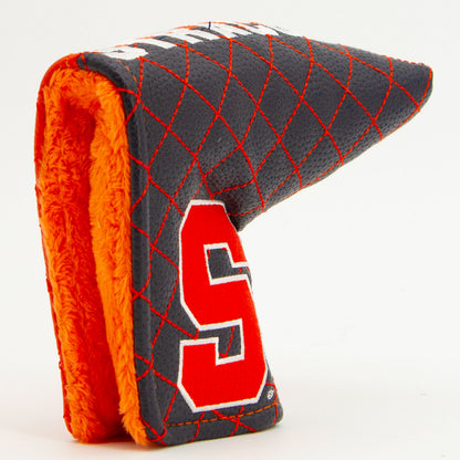 Syracuse Orange Split Quilted Blade Putter Cover, opening detail
