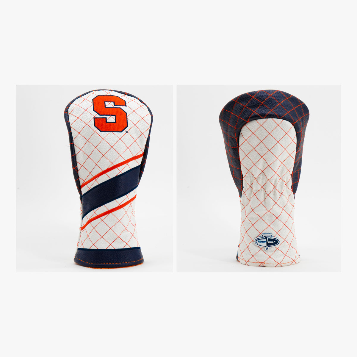 Syracuse Orange Striped Quilted Fairway Headcover, front and back views