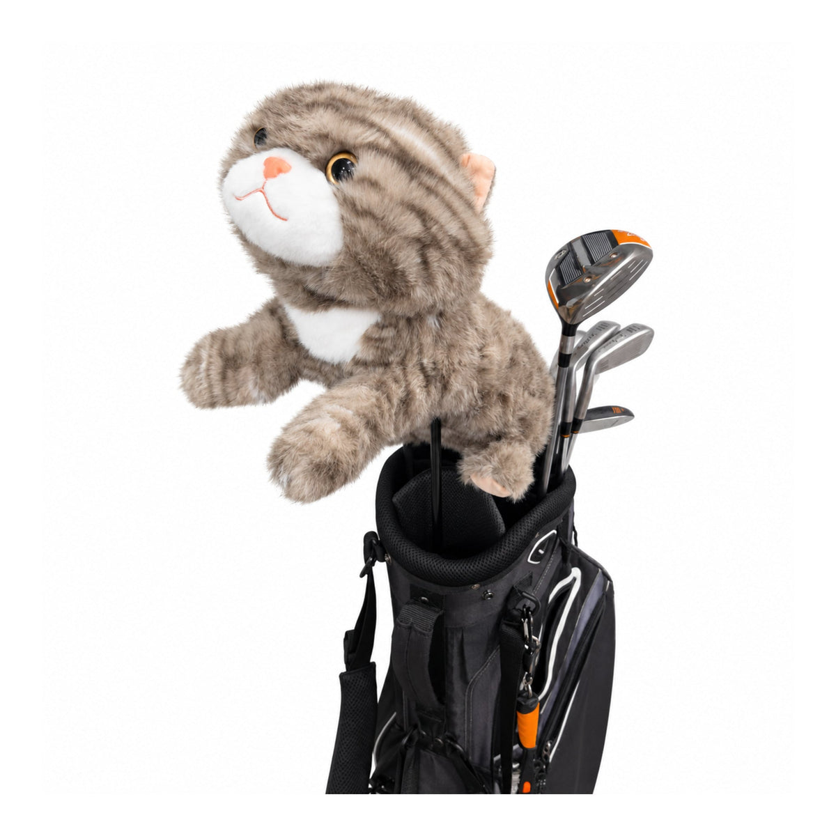 Tabby Cat driver headcover, in bag front view