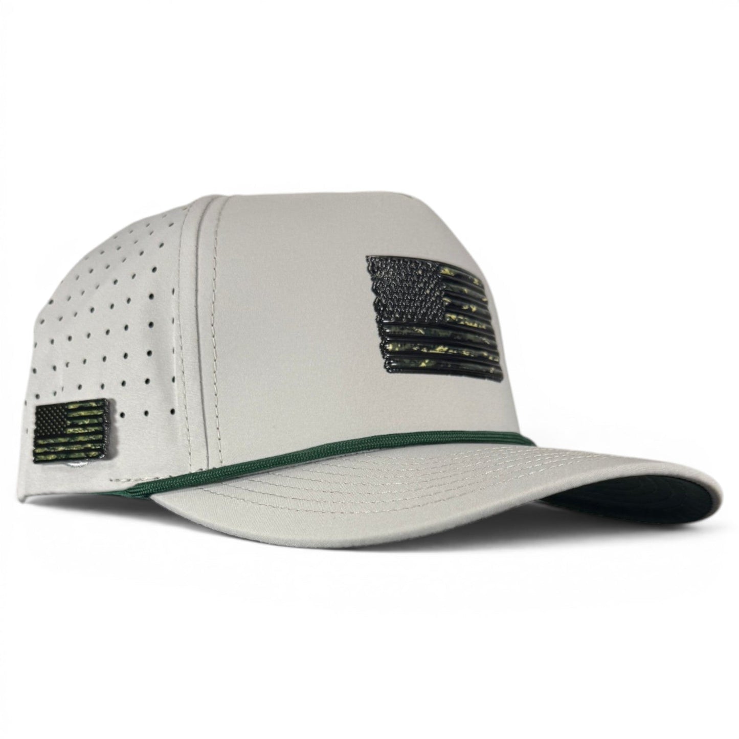 Tactical Golf Hat | Snapback Cap | Built-in Magnetic Ball Marker Holder + Marker Included | Adjustable American Camo - Club Rehab