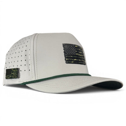 Tactical Golf Hat | Snapback Cap | Built-in Magnetic Ball Marker Holder + Marker Included | Adjustable American Camo - Club Rehab