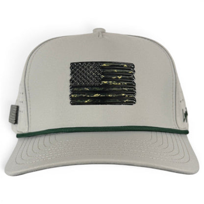 Tactical Golf Hat | Snapback Cap | Built-in Magnetic Ball Marker Holder + Marker Included | Adjustable American Camo - Club Rehab