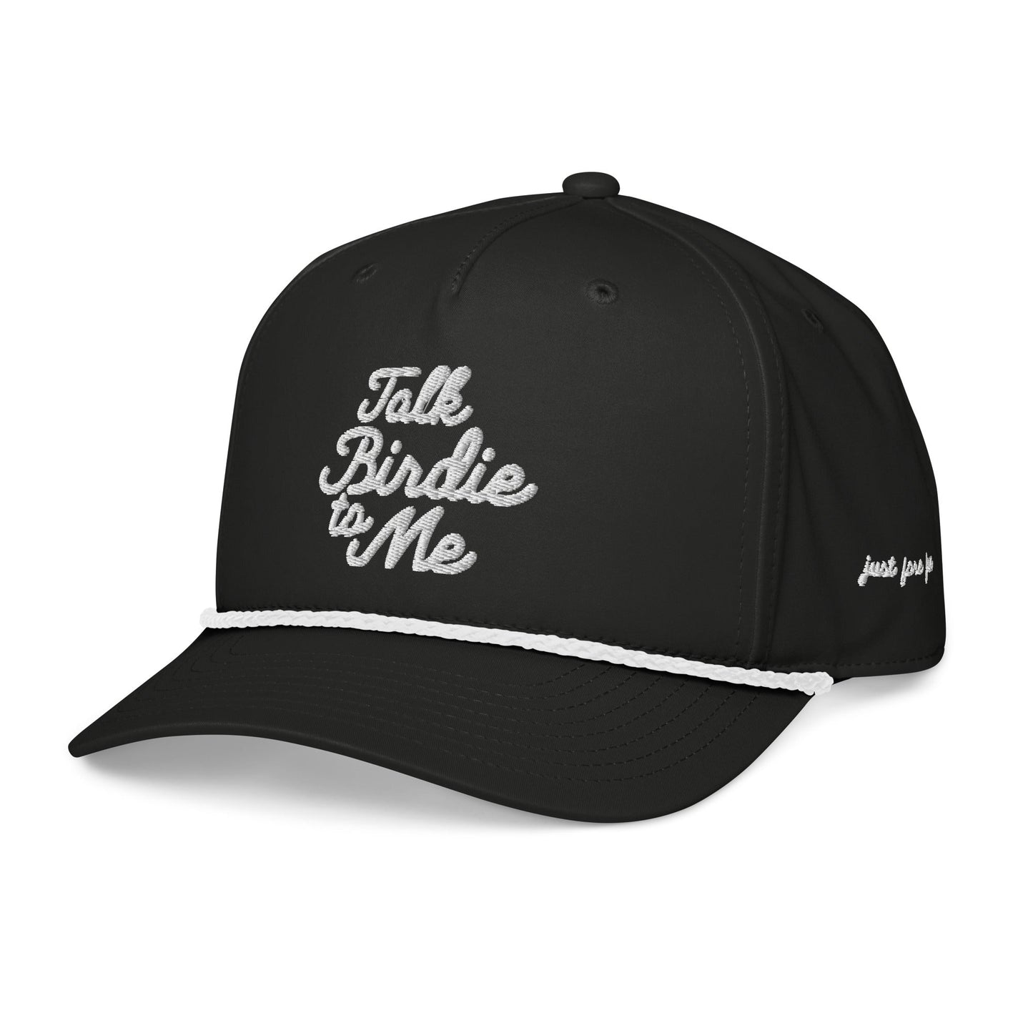Talk Birdie to Me Embroidered Golf Hat for Women - Black/White - Club Rehab