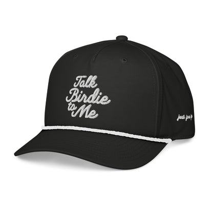 Talk Birdie to Me Embroidered Golf Hat for Women - Black/White - Club Rehab
