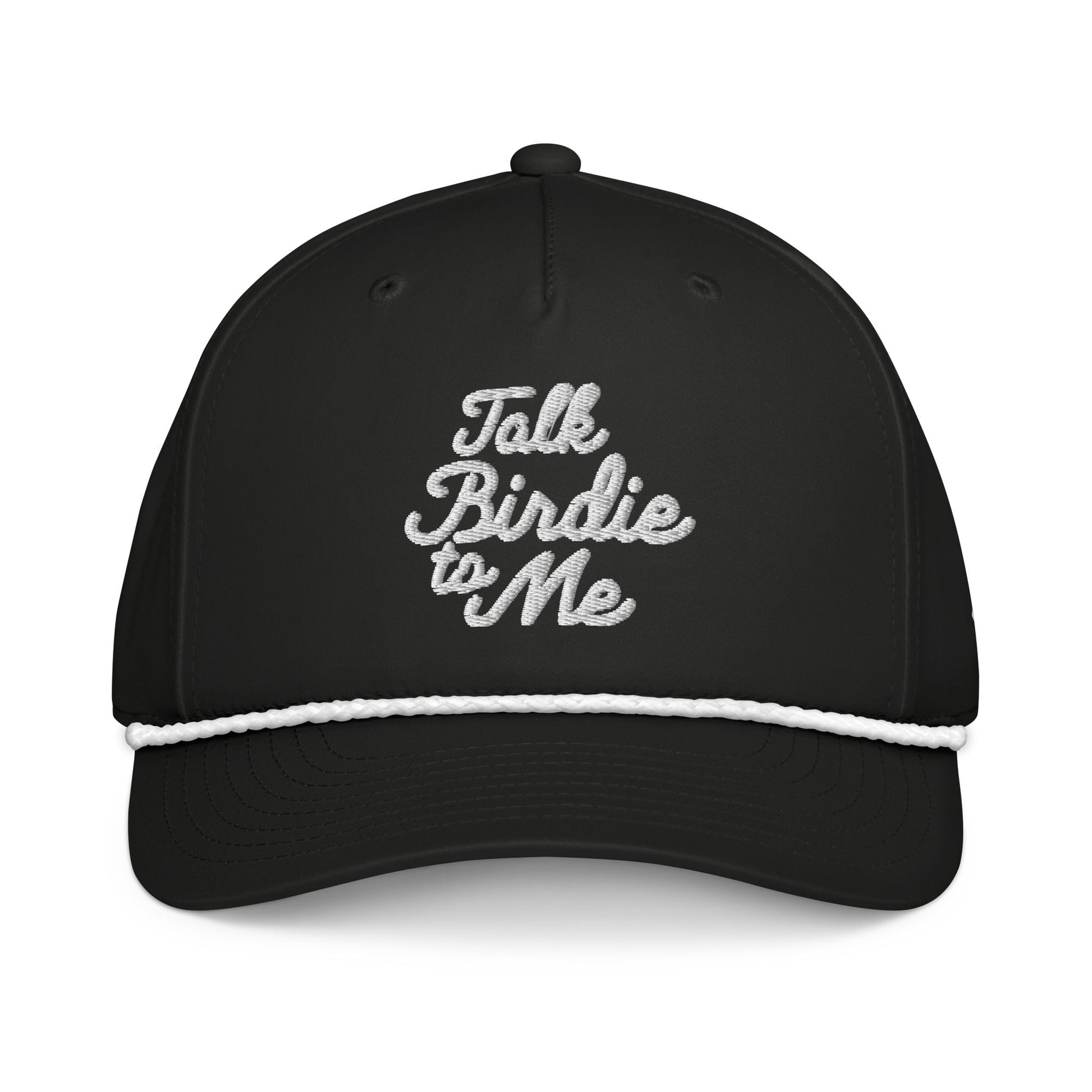 Talk Birdie to Me Embroidered Golf Hat for Women - Black/White - Club Rehab