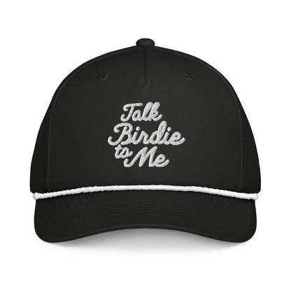 Talk Birdie to Me Embroidered Golf Hat for Women - Black/White - Club Rehab