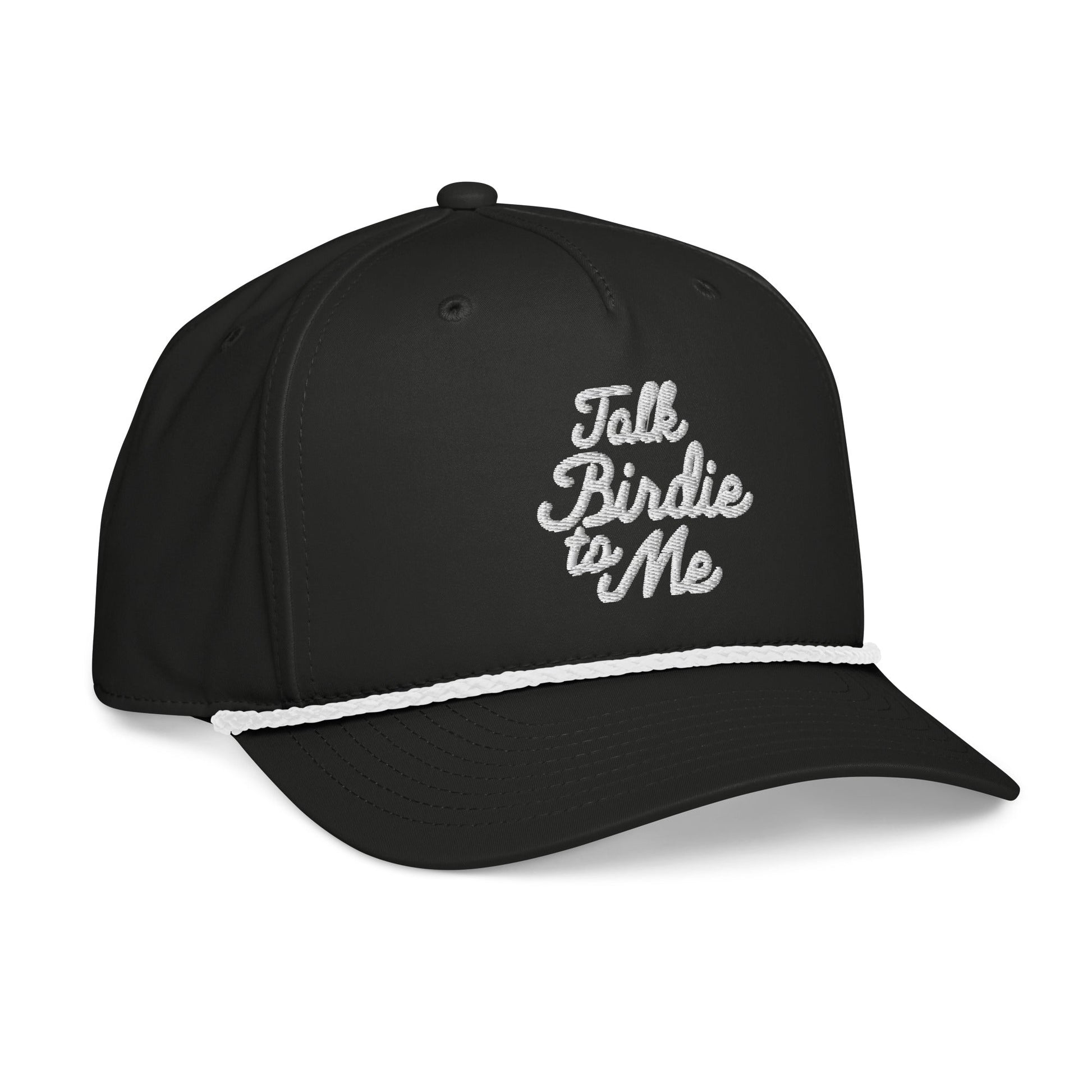Talk Birdie to Me Embroidered Golf Hat for Women - Black/White - Club Rehab