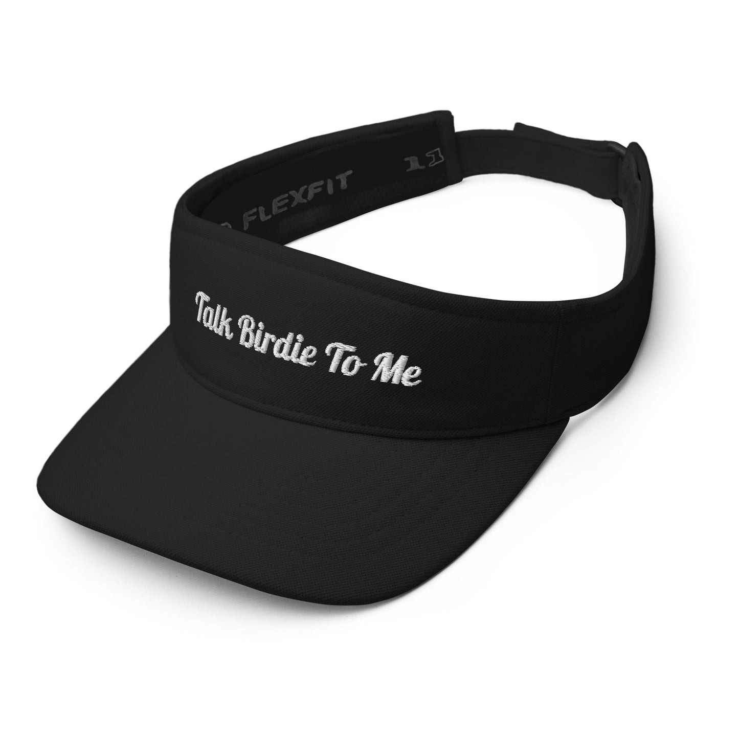 "Talk Birdie To Me" Embroidered Visor - Black - Club Rehab