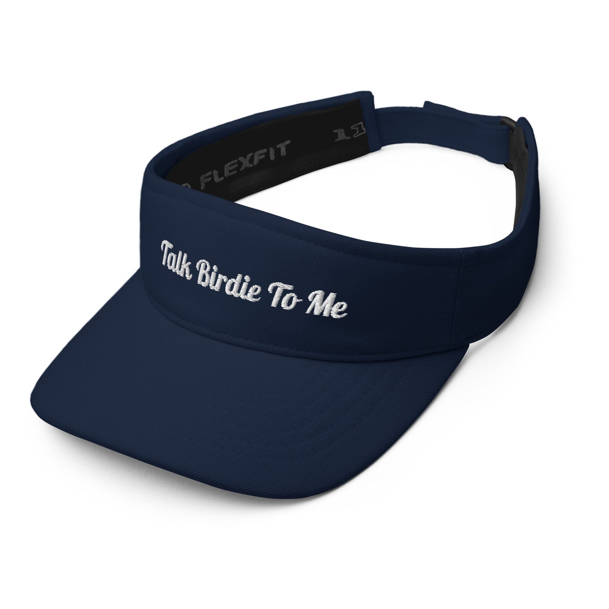 "Talk Birdie To Me" Embroidered Visor - Navy - Club Rehab