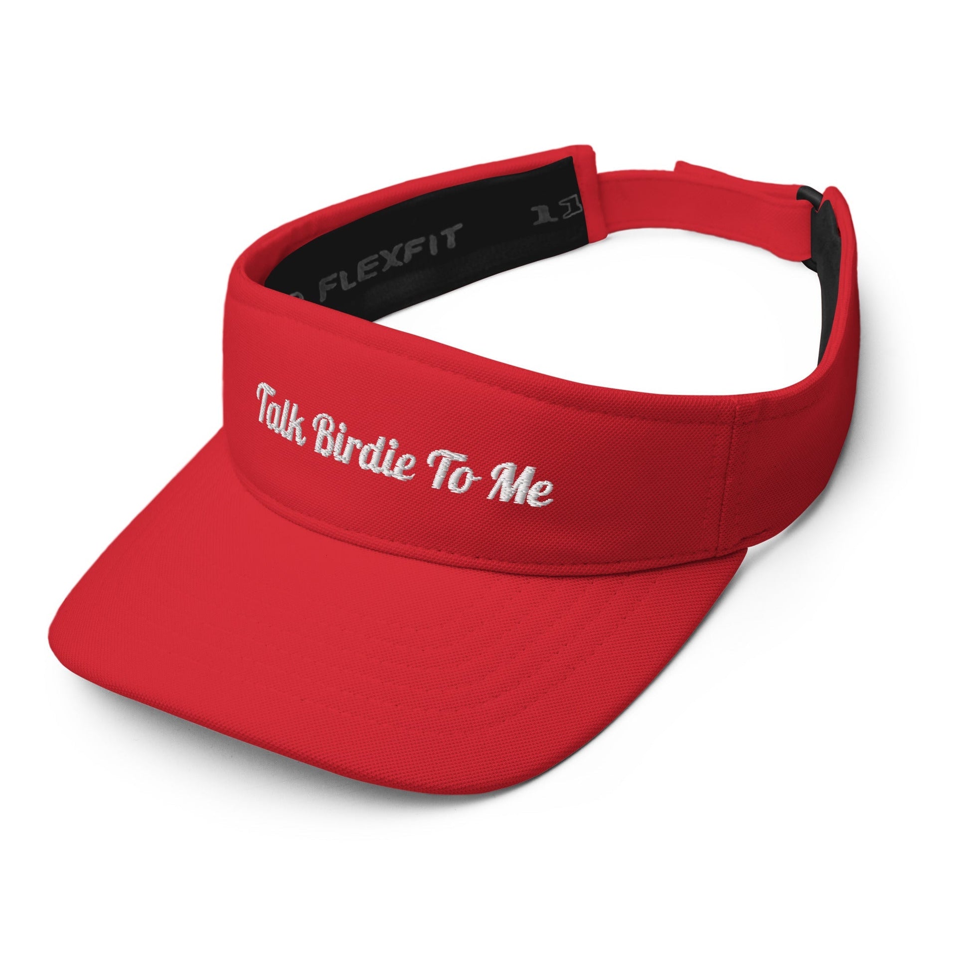 "Talk Birdie To Me" Embroidered Visor - Red - Club Rehab