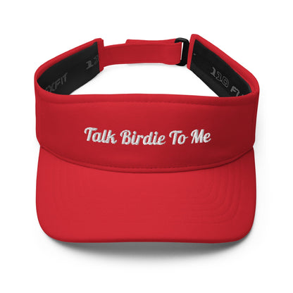 "Talk Birdie To Me" Embroidered Visor - Red - Club Rehab