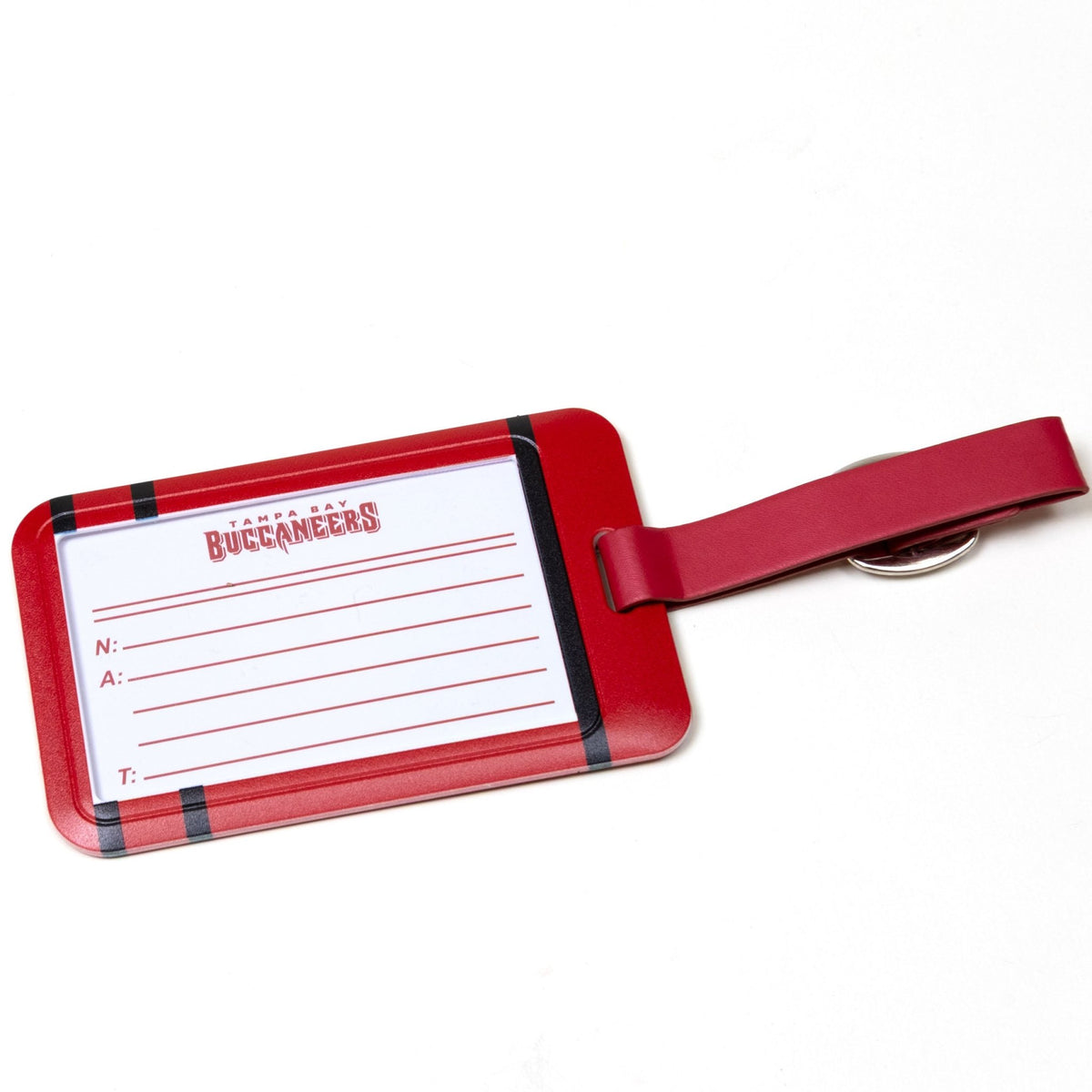 Tampa Bay Buccaneers plastic golf bag tag by Team Golf, product photo 2