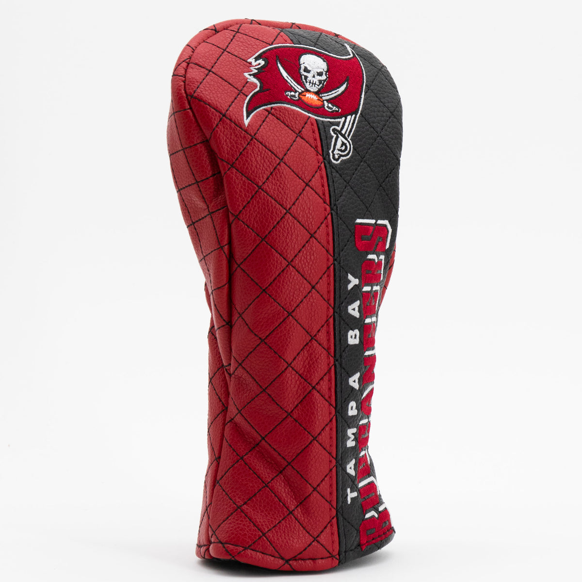 Tampa Bay Buccaneers Split Fairway quilted headcover, angled view