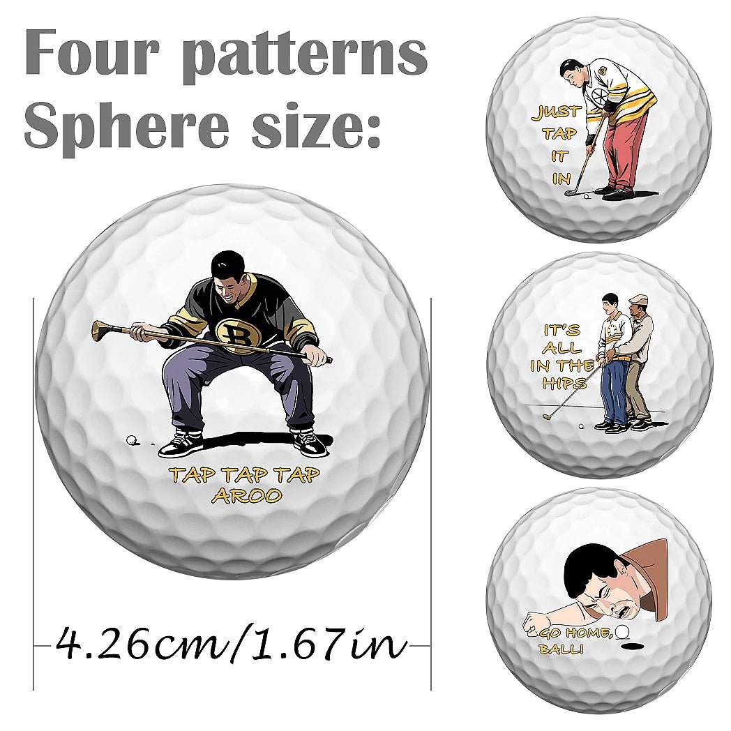 “Tap It In” Funny Golf Ball 4 - Pack – Happy - Inspired Gag Gift Set - Club Rehab