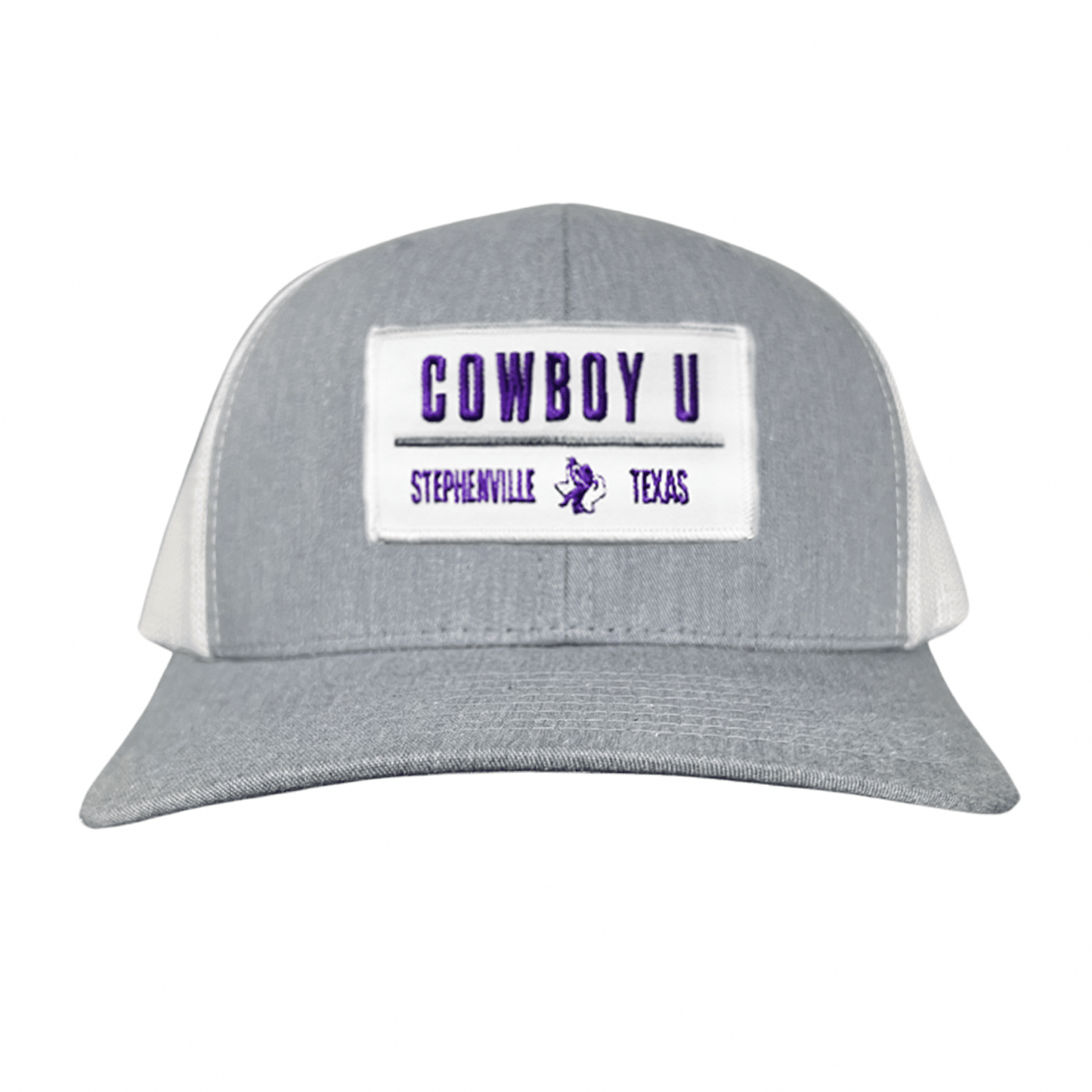 Tarleton State University Cowboy U / Hat / 250 / TAR035 / MM - Heather Grey / White Curved Bill Mesh Snapback - Club Rehab