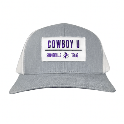 Tarleton State University Cowboy U / Hat / 250 / TAR035 / MM - Heather Grey / White Curved Bill Mesh Snapback - Club Rehab