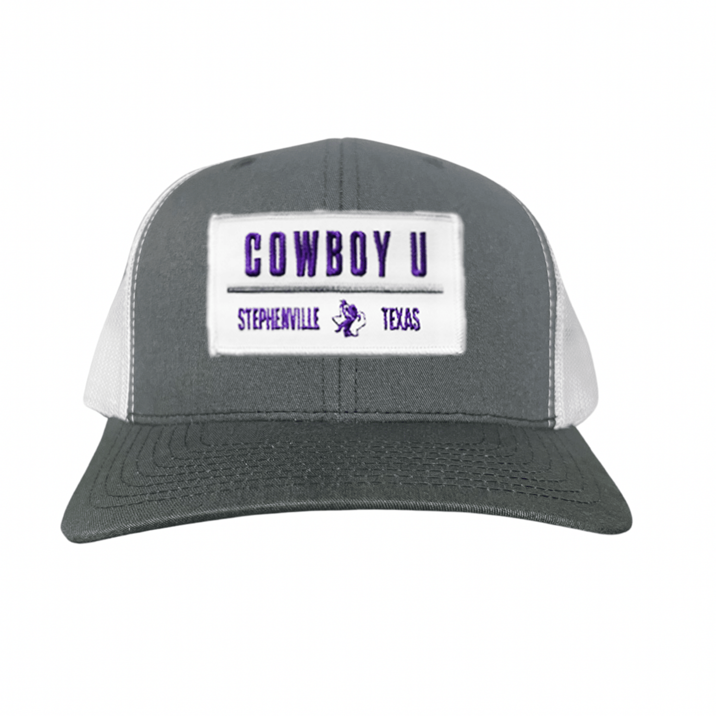 Tarleton State University Cowboy U / Hat / 250 / TAR035 / MM - Charcoal / White Curved Bill Mesh Snapback - Club Rehab
