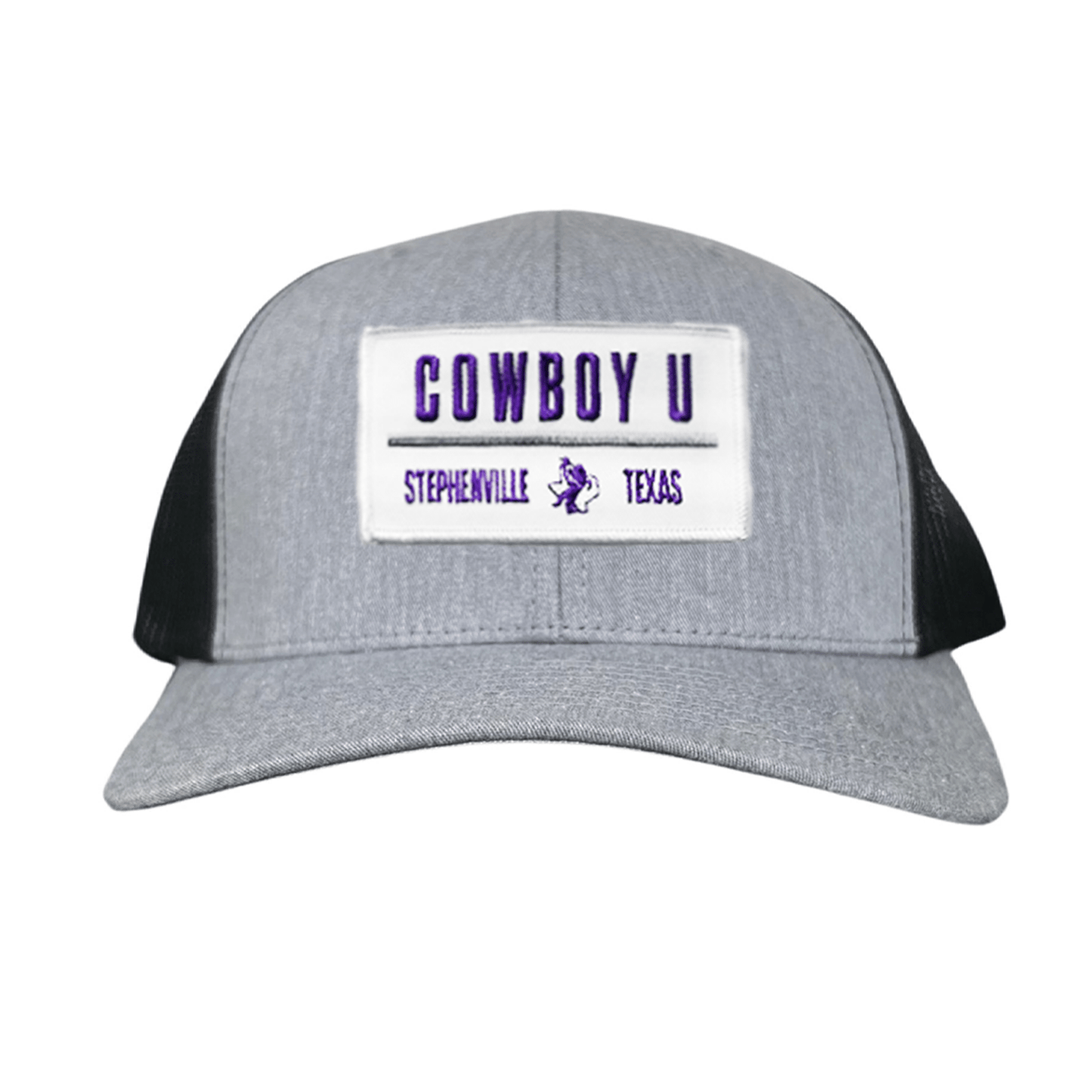 Tarleton State University Cowboy U / Hat / 250 / TAR035 / MM - Heather Grey / Black Curved Bill Mesh Snapback - Club Rehab