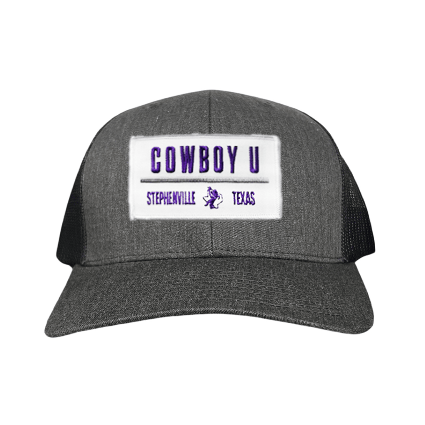 Tarleton State University Cowboy U / Hat / 250 / TAR035 / MM - Heather Grey / Black Curved Bill Mesh Snapback - Club Rehab