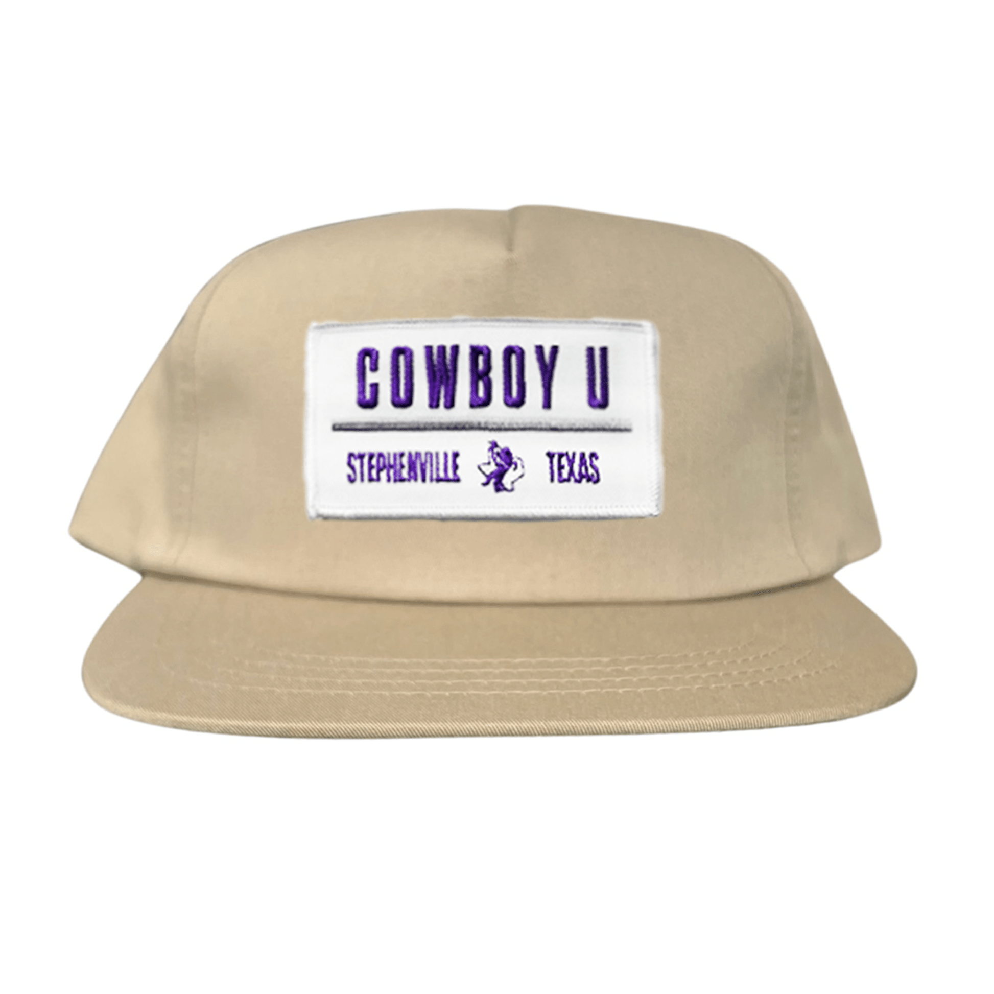 Tarleton State University Cowboy U / Hat / 250 / TAR035 / MM - Khaki Flat Bill Canvas Snapback - Club Rehab