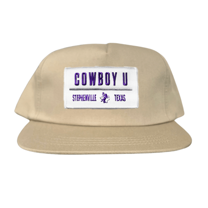 Tarleton State University Cowboy U / Hat / 250 / TAR035 / MM - Khaki Flat Bill Canvas Snapback - Club Rehab