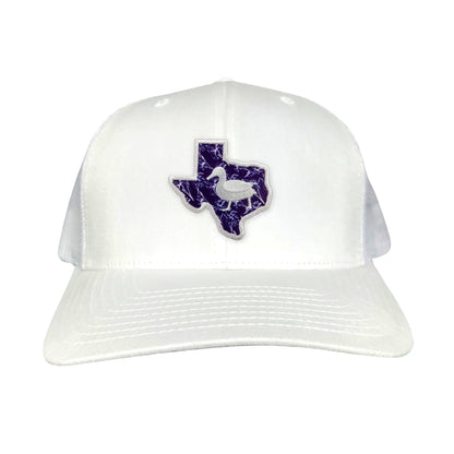 Tarleton State University State of Texas Oscar P / Hat / 177 / TAR006 / MG - White Curved Bill Mesh Snapback - Club Rehab