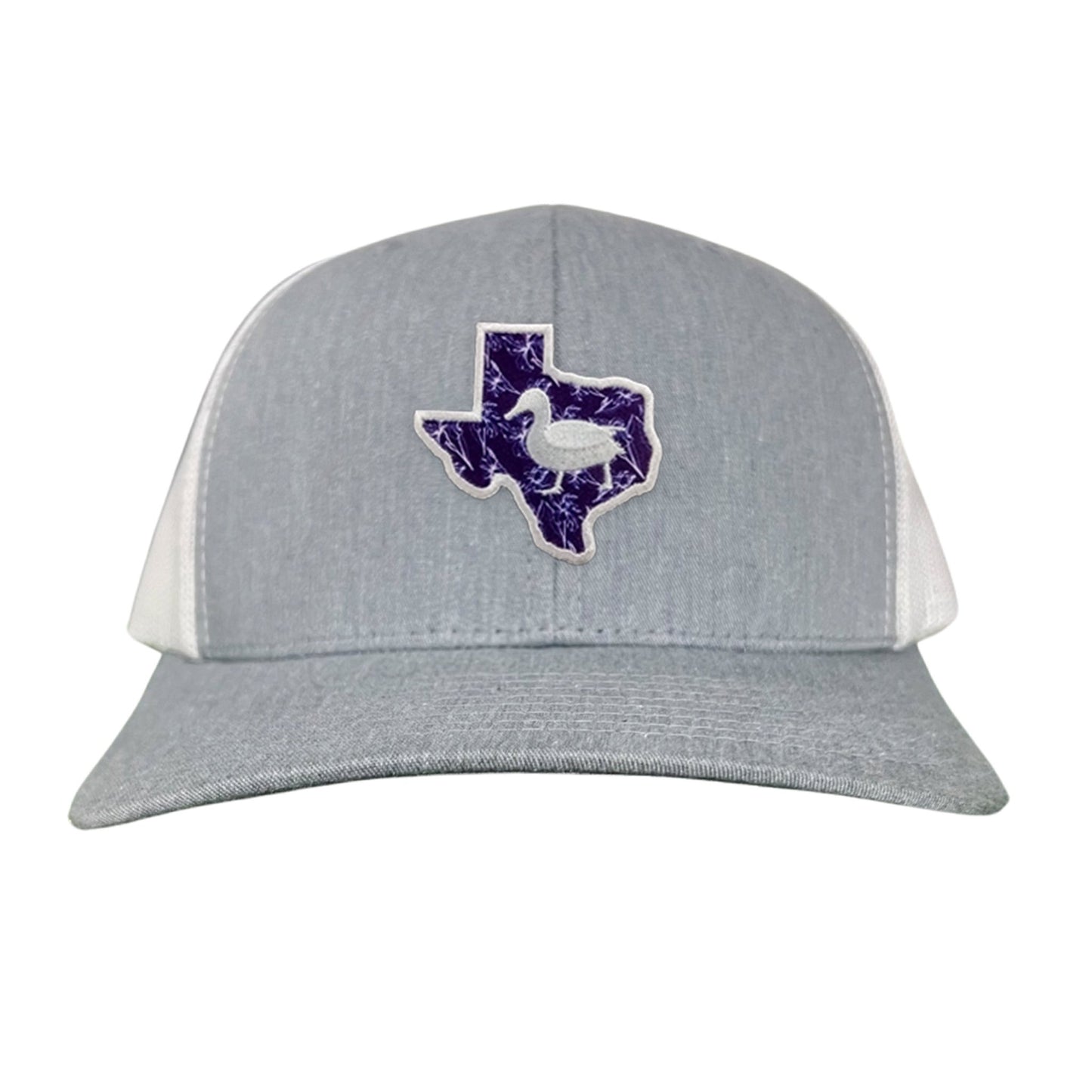 Tarleton State University State of Texas Oscar P / Hat / 177 / TAR006 / MG - Heather Grey / White Curved Bill Mesh Snapback - Club Rehab