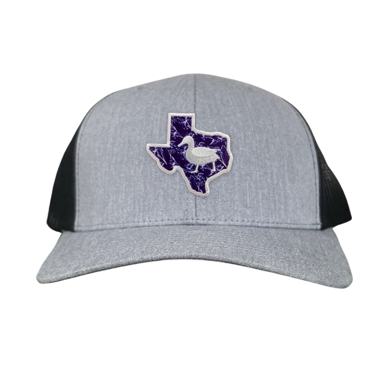 Tarleton State University State of Texas Oscar P / Hat / 177 / TAR006 / MG - Heather Grey / Black Curved Bill Mesh Snapback - Club Rehab