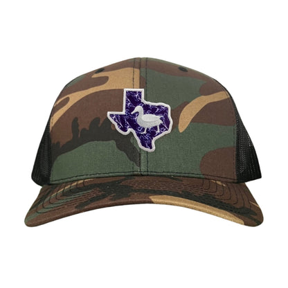Tarleton State University State of Texas Oscar P / Hat / 177 / TAR006 / MG - Camo Curved Bill Mesh Snapback - Club Rehab