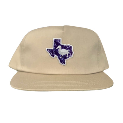 Tarleton State University State of Texas Oscar P / Hat / 177 / TAR006 / MG - Khaki Flat Bill Canvas Snapback - Club Rehab
