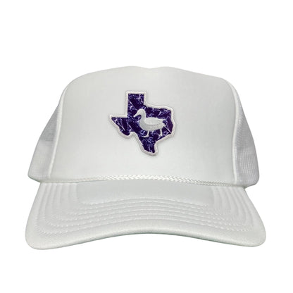 Tarleton State University State of Texas Oscar P / Hat / 177 / TAR006 / MG - White Foam Curved Snapback - Club Rehab