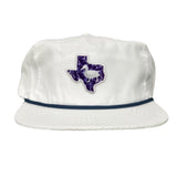 Flat Bill White with Navy Rope Canvas