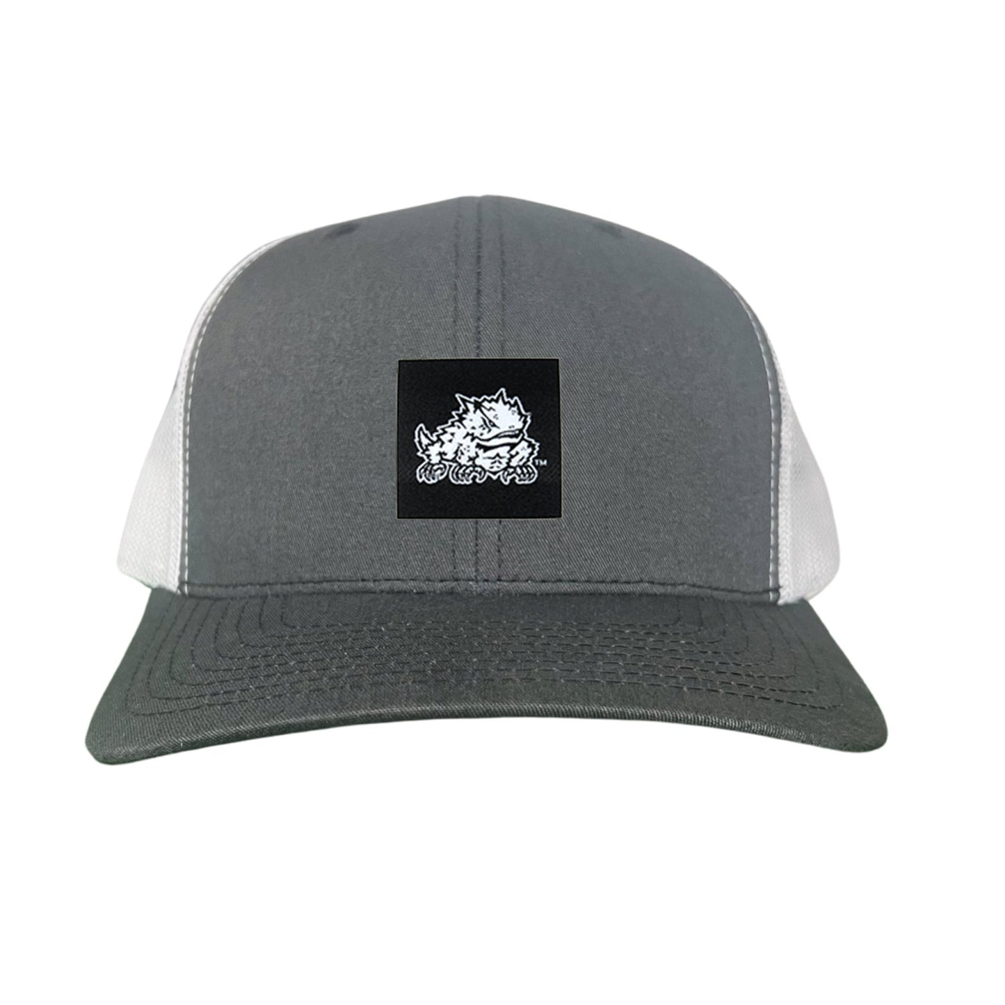 TCU Black Label Horned Frog Logo / 191 / Hat / TCU007 / MM - Charcoal / White Curved Bill Mesh Snapback - Club Rehab